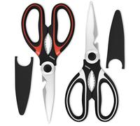 Kitchen Shears for Food, Heavy-Duty Scissors with Cover, 2CR13 Stainless Steel Blades, Rust-Resistant Utility Scissors with Bottle Opener - Cuts Fish, Meat, Nuts & Vegetables