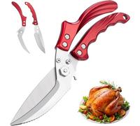 Kitchen Shears Kitchen Scissors for Food - Heavy Duty Stainless Steel Poultry Shears for Thanksgiving, Chicken, Bone, Meat, Turkey, Fish,Multi Purpose Scissor (Red)