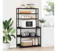Kitchen Shelf Black Oak 100x40x168cm Engineered Wood 5Shelf Industrial Steel Pro