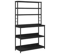 Kitchen Shelf Black Oak 100x40x168cm Engineered Wood 5Shelf Industrial Steel Pro