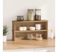Kitchen Shelves Stackable 2 Pieces Artisan Oak Wood Material 60 x 15 x 16 cm Kitchen Shelf Organiser for Worktop and Drawer, Utensil Holder and Cutlery Holder for Storage