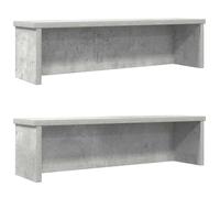 Kitchen Shelves Stackable 2 Pieces Concrete Grey Wood Material 60 x 15 x 16 cm Kitchen Shelf Organiser for Worktop and Drawer, Utensil Holder, Cutlery Holder, Sponge Holder