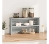 Kitchen Shelves Stackable Pack of 2 Grey Sonoma 50 x 15 x 16 cm Kitchen Shelf Organiser for Worktop and Drawer with Utensil Holder and Cutlery Holder for Kitchen Dining Room Organiser