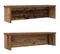 Kitchen Shelves Stackable Pack of 2 Old Wood Look Wood Material 60 x 15 x 16 cm Organiser Shelf for Kitchen Utensil Holder and Cutlery Holder Space Saving Storage for Worktop and Drawer