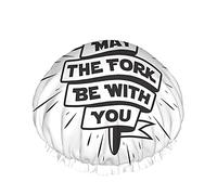 Kitchen Shower Cap,Funny Kitchen Quote May The Fork Be With You Waterproof Double Layer Bath Caps Perfect For All Hair Lengths And Thicknesses