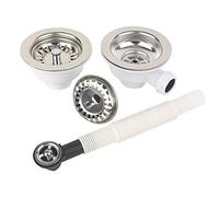 Kitchen Sick Bowl Wast and Overflow Kit with Basket Strainer (1 Bowl or 2 Bowl Sinks) (1.5 Bowl and Double Bowl)