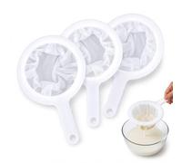 Kitchen Sieve Plastic Household Sieve Fine Mesh, 100/200/400 Mesh Filter Net with Handle Hook, Food Filter, for Seedless Jam, Flour, Yoghurt, Soy Milk Device 24*15cm (100 mesh + 200 mesh + 400 mesh)