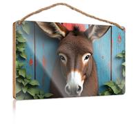 Kitchen Sign Decor A Donkey's Face with Green Leaves On Either Side Funny Bathroom Wall Art Signs & Plaques(23X35CM)