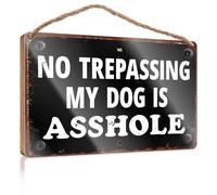 Kitchen Sign Decor Rustic Warning Sign: No Trespassing - My Dog Is Asshole Wooded Sign Fall Porch Signs No Solociting Signs(23X35CM)