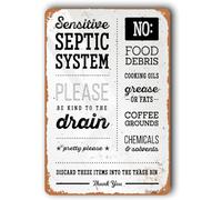 Kitchen Sign, Funny Toilet Bathroom Wall Decor "Please Be Kind to the Drain" Metal Aluminum 8"x12"