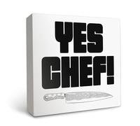 Kitchen Signs - Yes Chef Wooden Box Sign,Chef Kitchen Decor,Funny Kitchen Decor,Funny Kitchen Signs,Black and White Kitchen Decor,Kitchen Decorations for Countertops,5x5 Inch