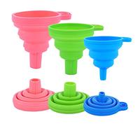 Kitchen Silicone Collapsible Funnel Set of 3,Small and Large,Flexible-Foldable-Cooking-Food-Grade Funnels for Filling Small or Mini Bottles,Perfume,Filling Capsules,Fry Oil Filter,Essential Oil,Spice