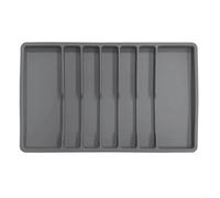 Kitchen Silicone Cutlery Tray With Multiple Compartments Non Slip Base Silverware Drawer Organizer For Forks Spoons And Utensils(Grey)