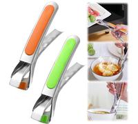 Kitchen Silicone Tongs,Heat-Resistant Stainless Steel Bowl& Pan Gripper, Silicone Tongs for Air Fryer, Hot Tray Grabber for Kitchen(2PCS)