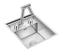Kitchen Silver Invisible Sink with Folding Faucet Hotel Bar Work Room Mini Sink Overmount Built-in Kitchen Sink Small Washbasin Sinks,Silver-45 * 32 * 23cm