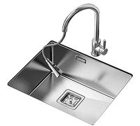 Kitchen Silver Sinks with Faucet and Strainer Stainless Steel Sink Single ?Bowl ?Prep Bar Sink Drop-in or Undermount Installation/Silver-1/50 * 43Cm (Silver 2)
