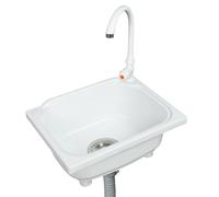 Kitchen Single Bowl Utility Sink, Kitchen Wall-Mounted Sink Plastic 15.1 x 11.2 Inch with 1.26 inch Faucet Hole,for Home rv,Restaurant, Dorm,Garage,Bathroom,Laundry(White)