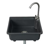 Kitchen Single Bowl Utility Sink, Kitchen Wall-Mounted Sink Plastic 16.9 x 12.8 Inch with 1.26 inch Faucet Hole,for Home rv,Restaurant, Dorm,Garage,Bathroom,Laundry(Gray)