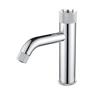 Kitchen Single Hole Brass Basin Push Button Bathroom Hot & Cold Sink Mixer Tap Deck Mounted Lavatory Faucet, Vanity Faucet,Brushed Gold (Chrome) Drinking