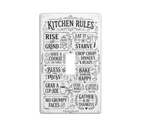 Kitchen Single Light Switch Cover Plate, Vintage Rustic Rules Biscuit N/a Black Plastic Standard Size Switch Plate Decorative for New Apartment Home Bedroom Office Decor (Single)