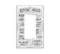 Kitchen Single Rocker Light Switch Cover, Vintage Rustic Rules Biscuit N/a Black Plastic Standard Size Switch Plate Decorative for Bedroom Bathroom Kitchen Entrance Decor