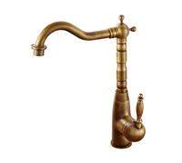 Kitchen Single Stand Single Hole Kitchen Sink Swivel Spout Antique Bronze Sink Crane Brass Mixer(Model 3)
