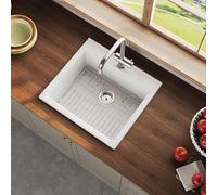 Kitchen Sink 24 Inch, Single Bowl Farmhouse Sink, Drop-in Mount, Fireclay Ceramic Basin for Kitchen, Laundry Room