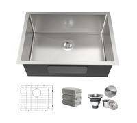 Kitchen Sink 25x18 Inch Undermount Sink 16 Gauge Stainless Steel Single Bowl Kitchen Sinks with Accessories Round Corners Handmade Sink