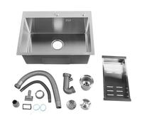 Kitchen Sink 304 Stainless Steel Top Mount Handmade Single Bowl Basin with Accessories for Workstation RV Bar