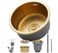 Kitchen Sink, 82 x 45 cm, Black Stainless Steel Kitchen Sink, Large, Double 2 Basins, Nano Sink with Drain Kit, Drop-in Undermount/Topmount, Easy to Clean