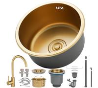 Kitchen Sink, 82 x 45 cm, Black Stainless Steel Kitchen Sink, Large, Double 2 Basins, Nano Sink with Drain Kit, Drop-in Undermount/Topmount, Easy to Clean