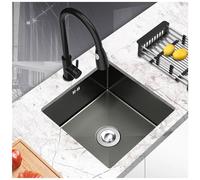 Kitchen Sink Black Square Sink Nano Handmade Sink Under-counter Bar Sink Unit Stainless Steel Single Bowl Kitchen Sink for Kitchen Bathroom Bar Sink