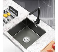 Kitchen Sink Black Square Sink Nano Handmade Sink Under-counter Bar Sink Unit Stainless Steel Single Bowl Kitchen Sink for Kitchen Bathroom Bar Sink