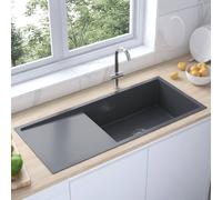 vidaXL Handmade Kitchen Sink Black Stainless Steel Plumbing Utility Basin