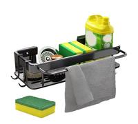 Kitchen Sink Caddy - Adhesive Mounting, Stainless Sponge Rack, Countertop Tidy Organizer | Modern Scrubber Drainage, Compact Dish Cloth Hanger for Apartment Dorms & Utility Rooms Organization