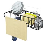 Kitchen Sink Caddy Sponge Holder - 4 in 1 Kitchen Sink Organiser, Sink Tidy for Sponges, Washing Up Brush, Wash Up Liquid and Sink Stopper, Wall Mounted/Hanging, 22 * 9.2 * 6.5cm, Black
