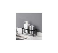 Kitchen Sink Caddy Stainless Steel Sponge Holder with Removable Drain Tray Kitchen Organiser Tidy Rack (black)
