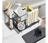 Kitchen Sink Caddy with Drying Stone: Sink Sponge Holder, Stainless Steel Kitchen Countertop Organizer Basket for Sponge, Scrubbers, Soap, Towel, Instant Dry, Desk& Wall Mounted mode, 8.66x5.94x4.13in