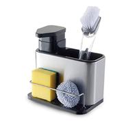 Kitchen Sink Caddy With Liquid Soap Dispenser - 340ml Kitchen Soap Dispenser - Lightweight and Sturdy - Non-Slip Base - Simple Water Drainage System - Elegant Kitchen Organiser For Cleaning Supplies
