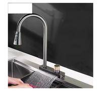 Kitchen Sink Cold & Hot Water Kitchen Stainless Steel Pullout 360° Rotating Flying Rain Waterfall Kitchen(Gun Grey)