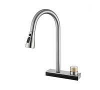 Kitchen Sink Cold & Hot Water Kitchen Stainless Steel Pullout 360° Rotating Flying Rain Waterfall Kitchen(Silver)