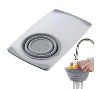 Kitchen Sink Cutting Board Over Sink Strainer - Chopping Board with Containers | Over The Sink Poly Cutting Board with Foldable Colander Strainer for Parties