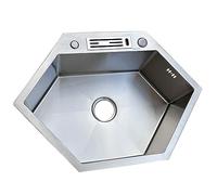 Kitchen Sink Diamond Shape Stainless Steel Sink Handmade Sink Single Tank Kitchen Single Basin Sink with Knife Holder Drain Pipe (Color : A, Size : 70 * 50CM)