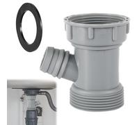 Kitchen Sink Drain Pipe Adapter, Versatile Y-Shaped Sink Drain Connector with Gaskets Branched Dishwasher Tailpiece Replacement Waste Outlet Sink Flexible Drain Hose Adapter (Gray)