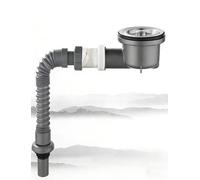 Kitchen Sink Drain Pipe Kit, 65mm, Heat-Resistant Flexible Hose (24-118 inches), Includes 11cm Strainer - Space Saving Solution