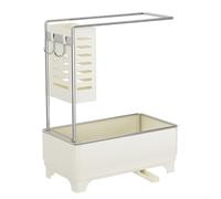 Kitchen Sink Drain Rack, Soap Dispenser Organizer With Sponge Holder, Brush Storage & Dishcloth Hanger, Removable & Non-Slip Design(White)