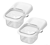 Kitchen sink draining basket with fine mesh screen to filter leftover food and tea remnant, detachable for quick cleaning, 2 ABS baskets (white)