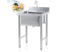Kitchen Sink Drop-in Kitchen Sink, 26.8x17.7in Topmount Deepen Single Bowl Stainless Steel Kitchen Sink with 2 Holes, Brushed Workstation Kitchen Sink