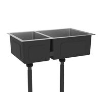 Kitchen Sink Drop-in Utility Sink Stainless Steel Fixtures Black/Silver vidaXL