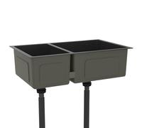 vidaXL Kitchen Sink Drop-in Utility Inset Sink Black Stainless Steel Plumbing